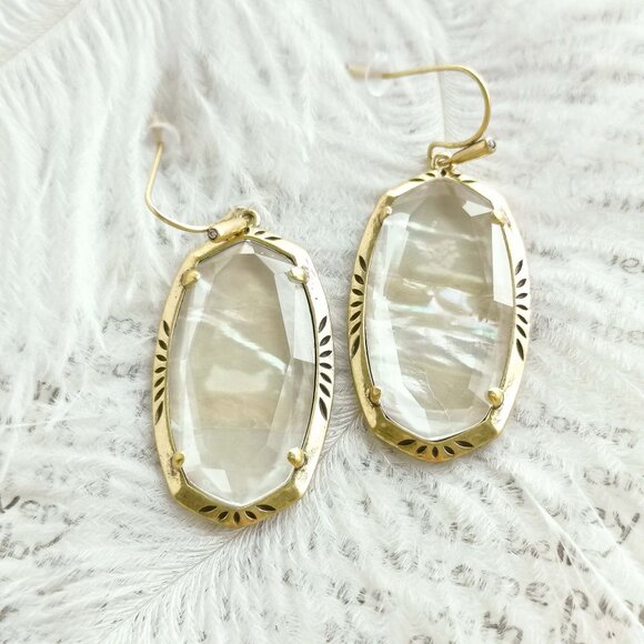 Kendra Scott Jewelry - Kendra Scott Elle Vintage Abalone Gold Etch Frame Earrings